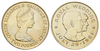 Джерси 2 фунта 1981 Свадьба Принца Чарльза и Леди Дианы KM 52 медно-никель BU 4537-1213