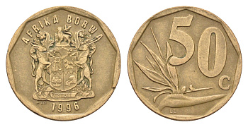 ЮАР 50 центов 1996 Зантедеския Эллиота (калла), герб KM 163 сталь плакированная бронзой 4702-835