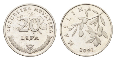 Хорватия 20 лип 2001 нечетный год KM 7 сталь плакированная никелем UNC 4659-722