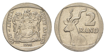 ЮАР 2 ранда 1990 KM 139 медь плакированная никелем 4626-1036