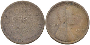 США 1 ЦЕНТ 1917 ЛИНКОЛЬН KM 132 бронза 218-329