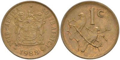ЮАР 1 ЦЕНТ 1988 KM 82 бронза 4547-267