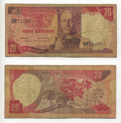 Ангола 20 эскудо 1972 Pick 99 бумага 6294-4-4-1