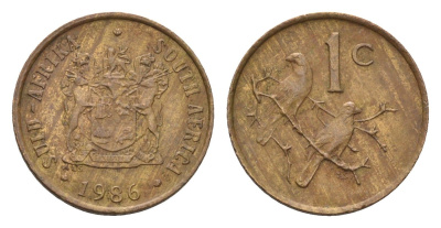 ЮАР 1 цент 1986 капские воробьи KM 82 бронза 4674-922