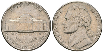 США 5 центов 1996 P, Томас Джефферсон KM A192 медно-никель aUNC 216-533