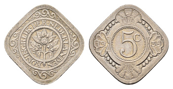Нидерланды 5 центов 1938 Вильгельмина (1890-1948) KM 153 медно-никель 4675-911