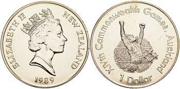 Новая Зеландия 1 доллар 1989 XIV Игры Содружества наций, бегун, Елизавета II (1952-2022) KM 67 медно-никель UNC 00-00