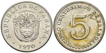 Панама 5 сентесимо 1970  KM 23.2 медно-никель    4610-317