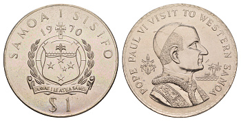 Самоа 1 тала 1970 Визит Папы Павла VI KM 10 медно-никель BU 4125-512