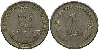 Колумбия 1 песо 1979 KM 258.2 медно-никель 4529-934