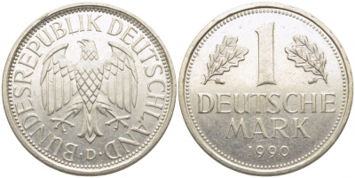 ФРГ 1 МАРКА 1989 J J.385, KM 110 медно-никель 3856-226