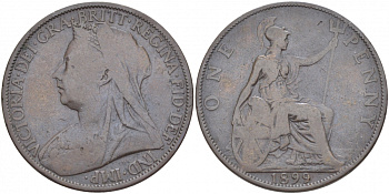 Великобритания 1 пенни 1899 Виктория (1837-1901) KM 790, Spink 3961 бронза 3996-224