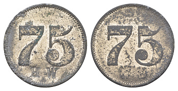 Германия игровой жетон 75 пфеннигов ND без отметки белый металл 4638-213