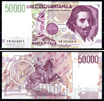Италия 50000 лир 1984 Джованни Бернини Pick 116 b бумага 7554-14-3-2