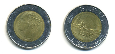 ИТАЛИЯ 500 ЛИР 1987 R KM 111 биметалл 80-1255