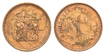 Родезия 1 цент 1977  KM 10 бронза  aUNC  4641-222