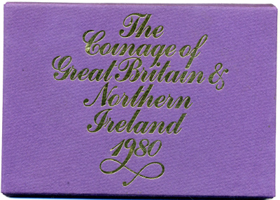 Великобритания официальный набор из 6 монет + жетон монетного двора 1980 в оригинальной пластиковой упаковке KM PS36 PROOF 1-4-2-03