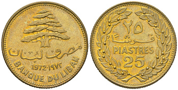 Ливан 25 пиастров 1972 KM 27.1 никель латунь aUNC 4582-623