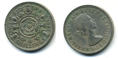 Великобритания 2 шиллинга (флорин) 1961 Елизавета II (1952-2022) KM 906, Spink 4146 медно-никель 4110-1511