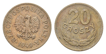 Польша 20 грошей 1949 Y 43 медно-никель 187-351