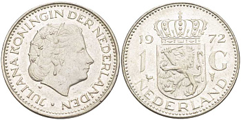 Нидерланды 1 гульден 1972 Юлиана (1948-1980) KM 184a никель 212-1142