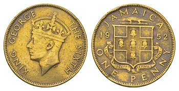 Ямайка 1 пенни 1952 KM 35 никель латунь 4628-615