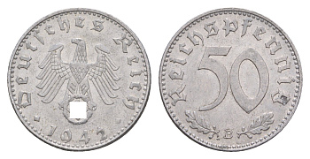 Германия 50 рейхспфеннигов 1942 B KM 96, J. 372 алюминий aUNC 1528-121