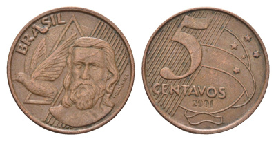 Бразилия 5 сентаво 2001 KM 648 сталь плакированная медью 4663-521