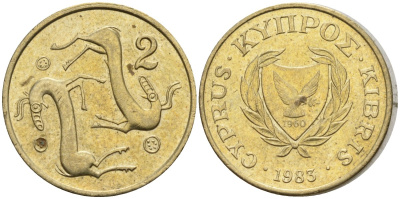 Кипр 2 цента 1983 KM 54.1 никель латунь 4174-1226