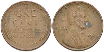 США 1 ЦЕНТ 1946 ЛИНКОЛЬН KM А132 медь цинк 218-221