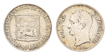 Венесуэла 1/4 боливара 1948 Y 20 серебро 4669-1152