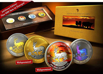 Малави набор из 4 монет по 50 квачей 2011 серия silver investment coin, prestige set, антилопа, SPRINGBOCK, позолота, цветная эмаль, голограмма, золочение, № 2854, в оригинальной коробке, с сертификатом  серебро  UNC  4-3-1-17
