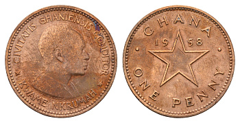 Гана 1 пенни 1958 год-тип KM 2 бронза 4114-136