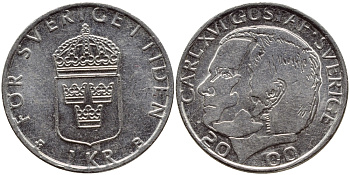 Швеция 1 крона 2000 Карл XVI Густав (1973- ) KM 852а медно-никель 4364-4155