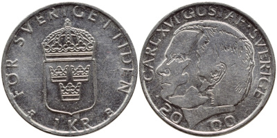 Швеция 1 крона 2000 Карл XVI Густав (1973- ) KM 852а медно-никель 4364-4155