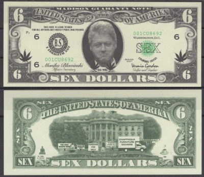 США 6 долларов 2001 sex dollars - Билл Клинтон бумага UNC (пресс) 7197-10-3