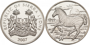 Сьерра-Леоне 1 доллар 2007 серия защита окружающей среды, зебра KM 327 медно-никель UNC M9-11