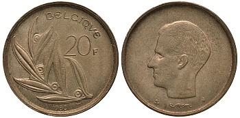 Бельгия 20 франков 1980 Belgique, Бодуэн I (1951-1993) KM 159 никель бронза 4182-634