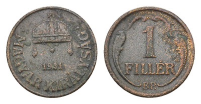Венгрия 1 филлер 1931 BP KM 505 бронза 4665-354