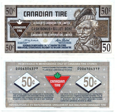 КАНАДА TIRE MONEY 50 ЦЕНТОВ ND CASH BONUS BILLET BONI бумага 7146-49-2-1