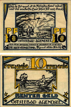 АРЕНДЗЕ 10 ПФЕННИГОВ 1922 НОТГЕЛЬД, ИЮНЬ 1922 - 31 МАЯ 1922, ЗЕМЛЯ САКСОНИЯ-АНХАЛЬТ Grabowski 41.1 бумага 6318-41-3-2