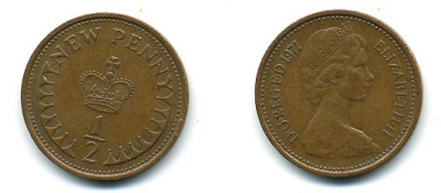 Великобритания 1/2 пенни 1971 Елизавета II (1952-2022) КМ 914, Spink 4239 бронза 4110-1637