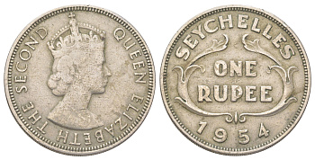 Сейшельские Острова (Сейшелы) 1 рупия 1954 KM 13 медно-никель 4622-1255