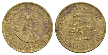 ЮАР 1 цент 1964 Ян ван Рибек KM 57 латунь 4645-916