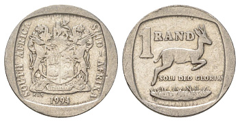 ЮАР 1 ранд 1994 KM 138 медь плакированная никелем 4627-311