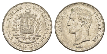Венесуэла 2 боливара 1990 Симон Боливар Y 43a сталь плакированная никелем 4583-432