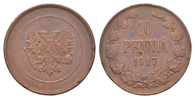 Россия для Финляндии 10 пенни 1917 временное правительство (03.1917-10.1917), без короны Биткин GSF3 медь 1530-813