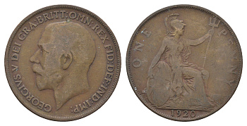 Великобритания 1 пенни 1920 Георг V (1910-1936) KM 810, Spink 4051 бронза 4661-636
