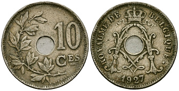 Бельгия 10 сантимов 1927 Belgique KM 85 медно-никель 4172-1012