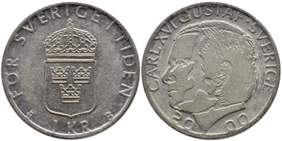 Швеция 1 крона 2000 Карл XVI Густав (1973- ) KM 852а медно-никель 4364-3224